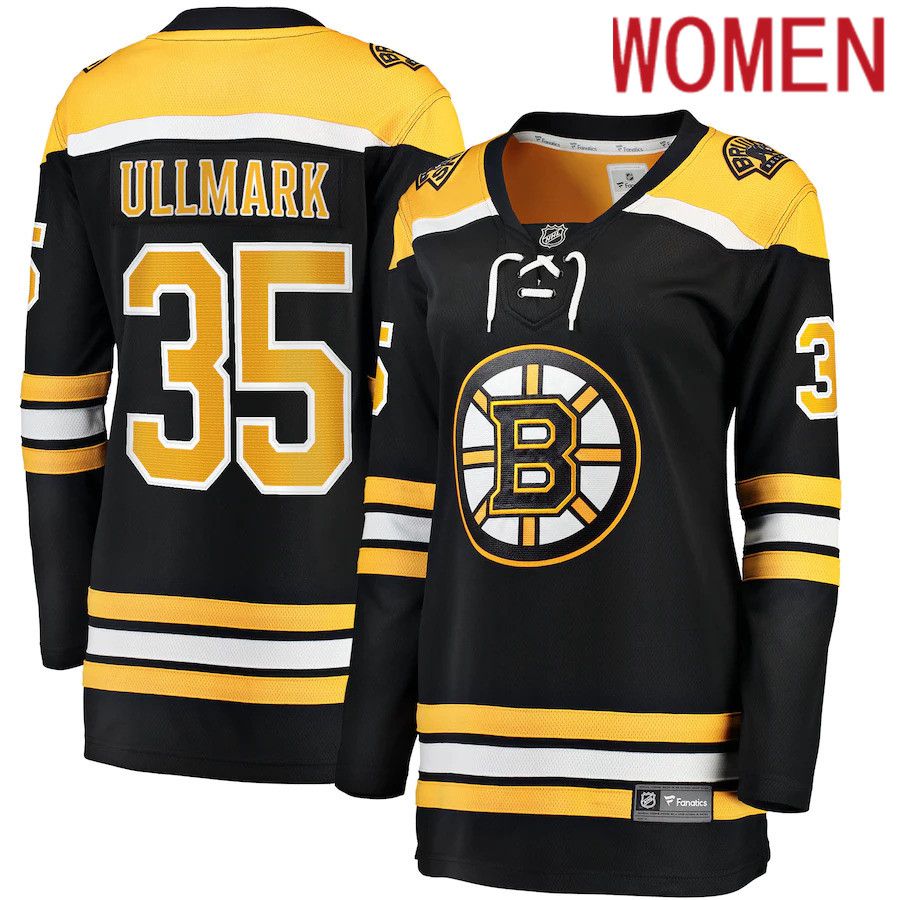 Women Boston Bruins #35 Linus Ullmark Fanatics Branded Black Home Breakaway Player NHL Jersey